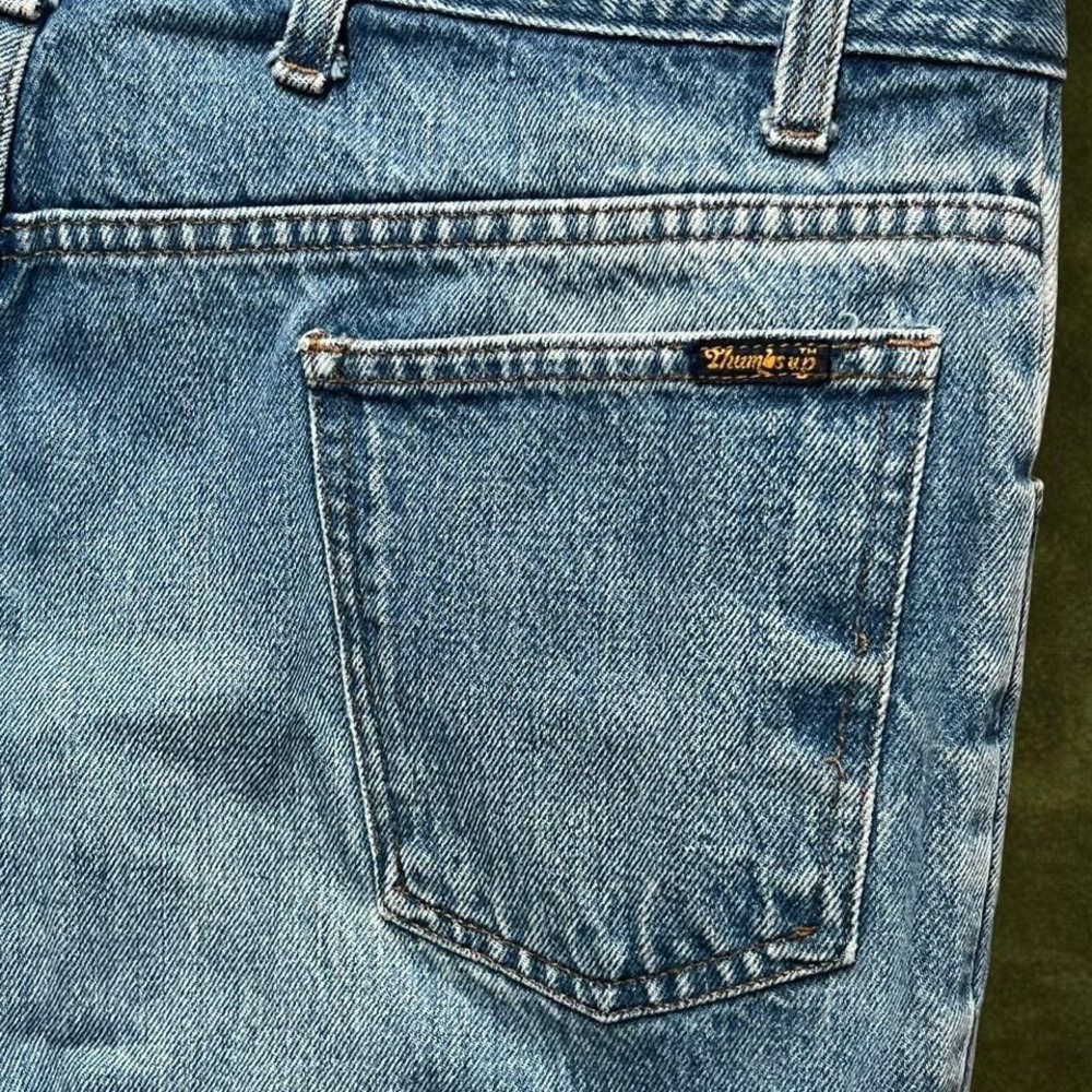 1970s Vintage Sears Thumbs Up Regular Fit Flare Denim Jeans - 38x27 - Picture 8 of 8